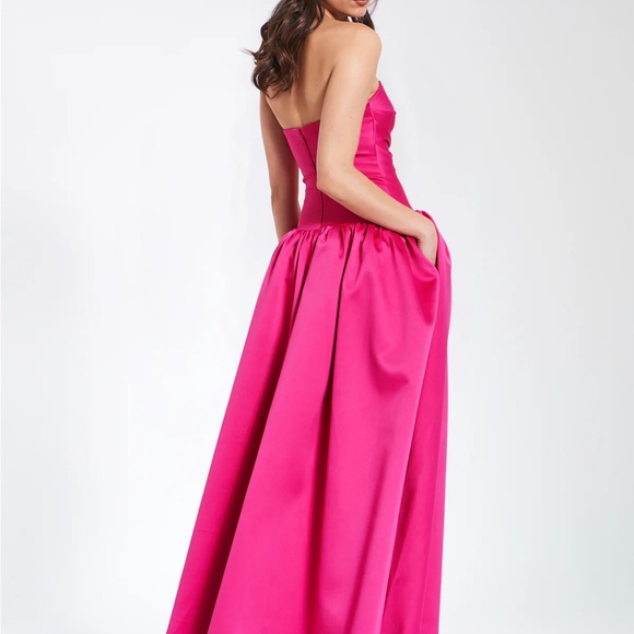 Miss Circle Walterina Pink Satin Strapless Drop Waist Corset Gown - Picture 3 of 7